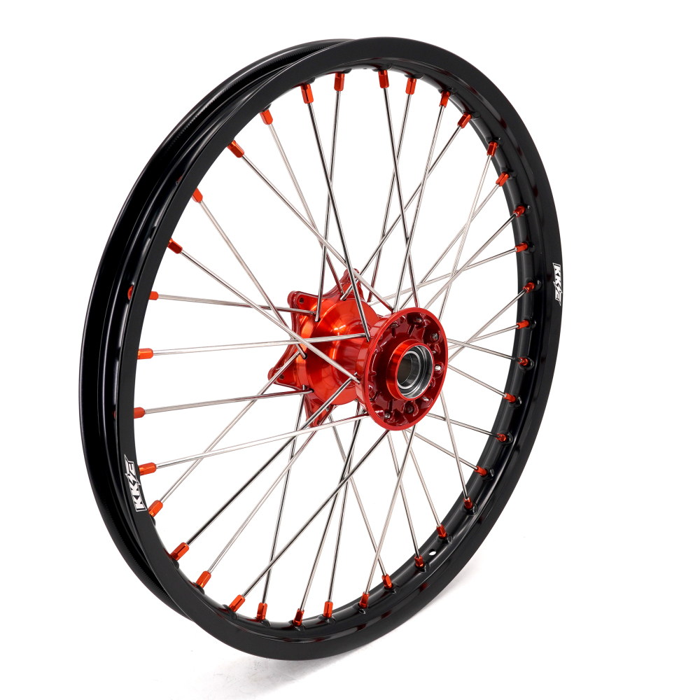 KKE 21/18 Enduro Casting Wheels Rims set Compatible with KTM EXC-F 125 2003-2025 Orange Hub/Nipple