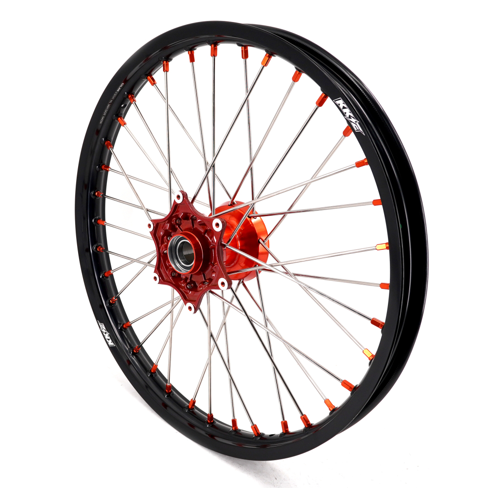 KKE 21/18 Enduro Casting Wheels Rims set Compatible with KTM EXC-F 125 2003-2025 Orange Hub/Nipple
