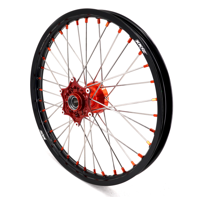 KKE 21/18 Enduro Casting Wheels Rims set Compatible with KTM EXC-F 125 2003-2025 Orange Hub/Nipple