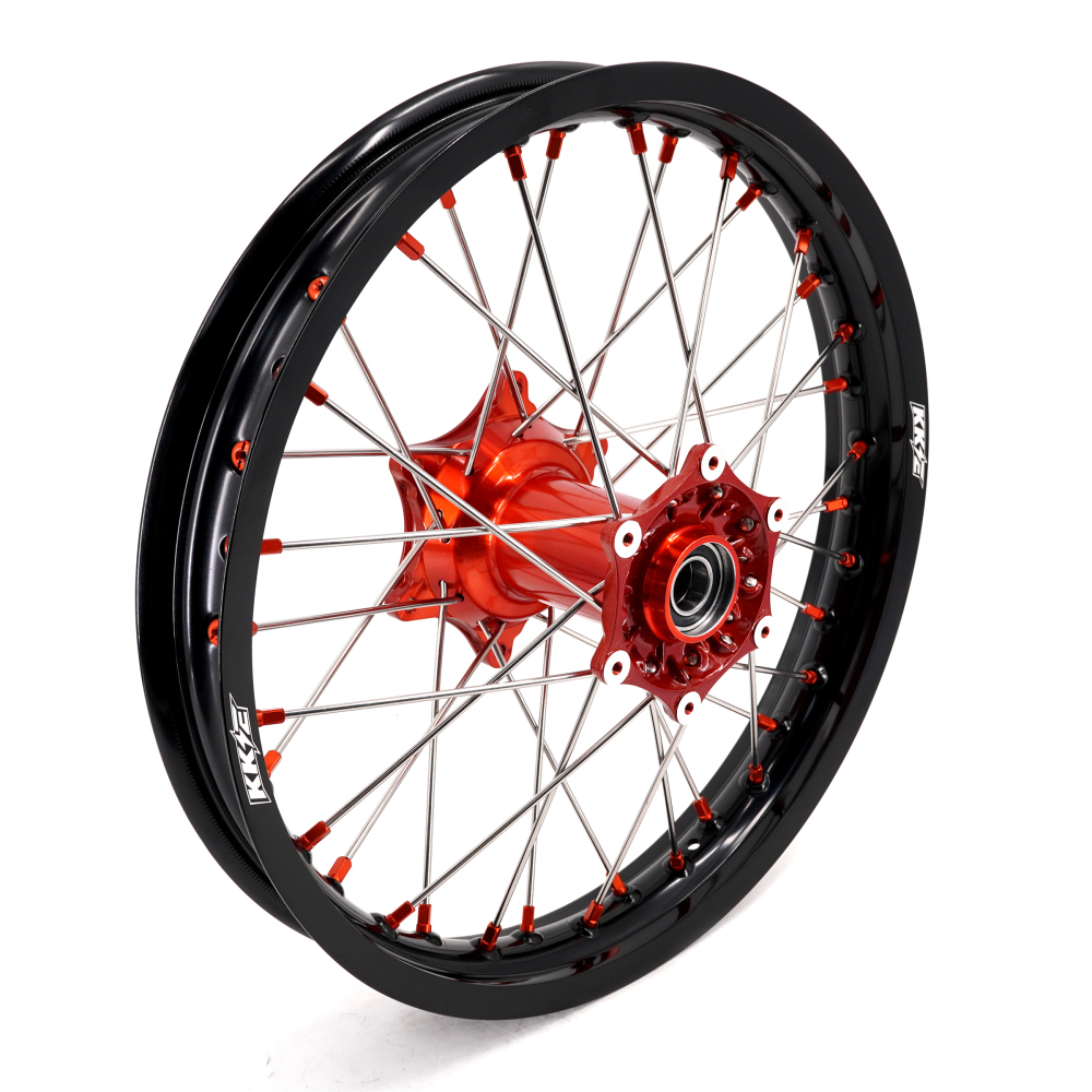 KKE 21/18 Enduro Casting Wheels Rims set Compatible with KTM EXC-F 125 2003-2025 Orange Hub/Nipple