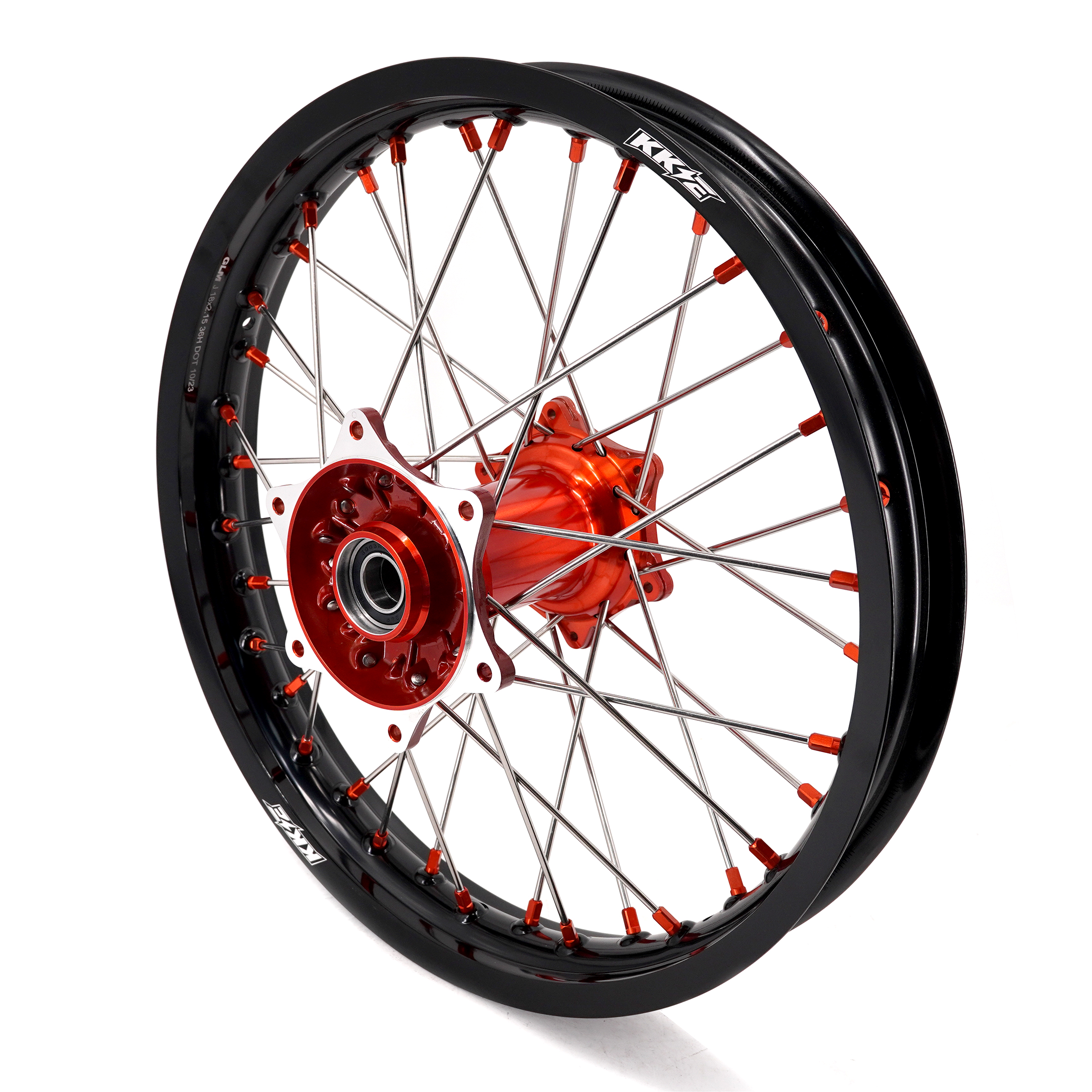 KKE 21/18 Enduro Casting Wheels Rims set Compatible with KTM EXC-F 125 2003-2025 Orange Hub/Nipple