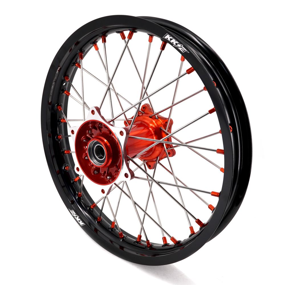 KKE 21/18 Enduro Casting Wheels Rims set Compatible with KTM EXC-F 125 2003-2025 Orange Hub/Nipple