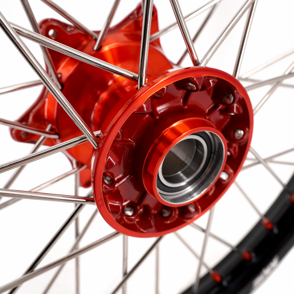 KKE 21/18 Enduro Casting Wheels Rims set Compatible with KTM EXC-F 125 2003-2025 Orange Hub/Nipple