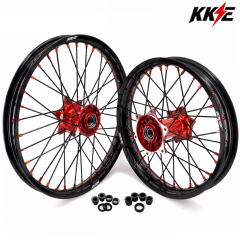 Compatible with 2003-2025 KTM EXC SXF XCW XCF 125-530CC -- KKE Front & Rear Wheels Rims Orange Cast Hubs/ Black Spokes