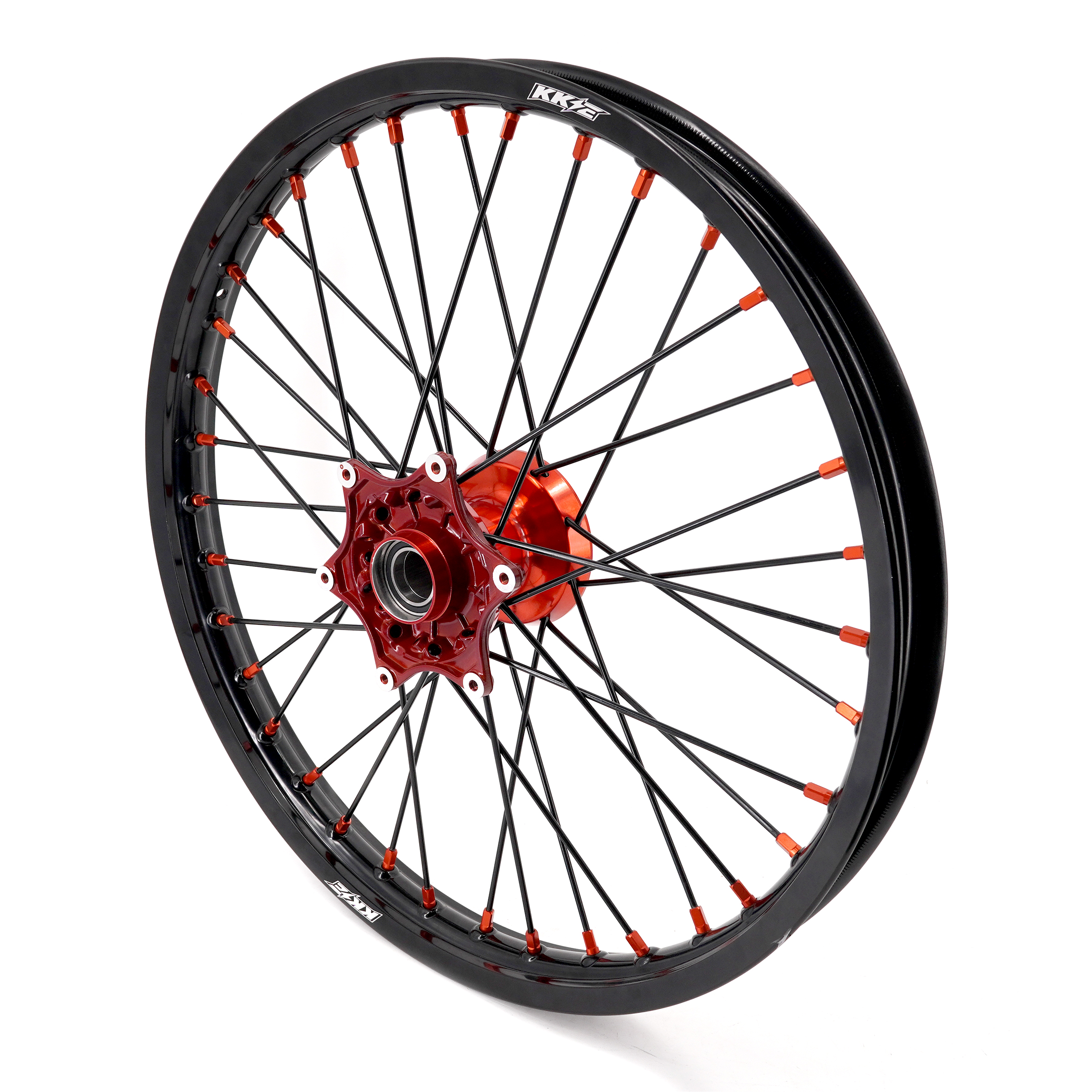 Compatible with 2003-2025 KTM EXC SXF XCW XCF 125-530CC -- KKE Front & Rear Wheels Rims Orange Cast Hubs/ Black Spokes