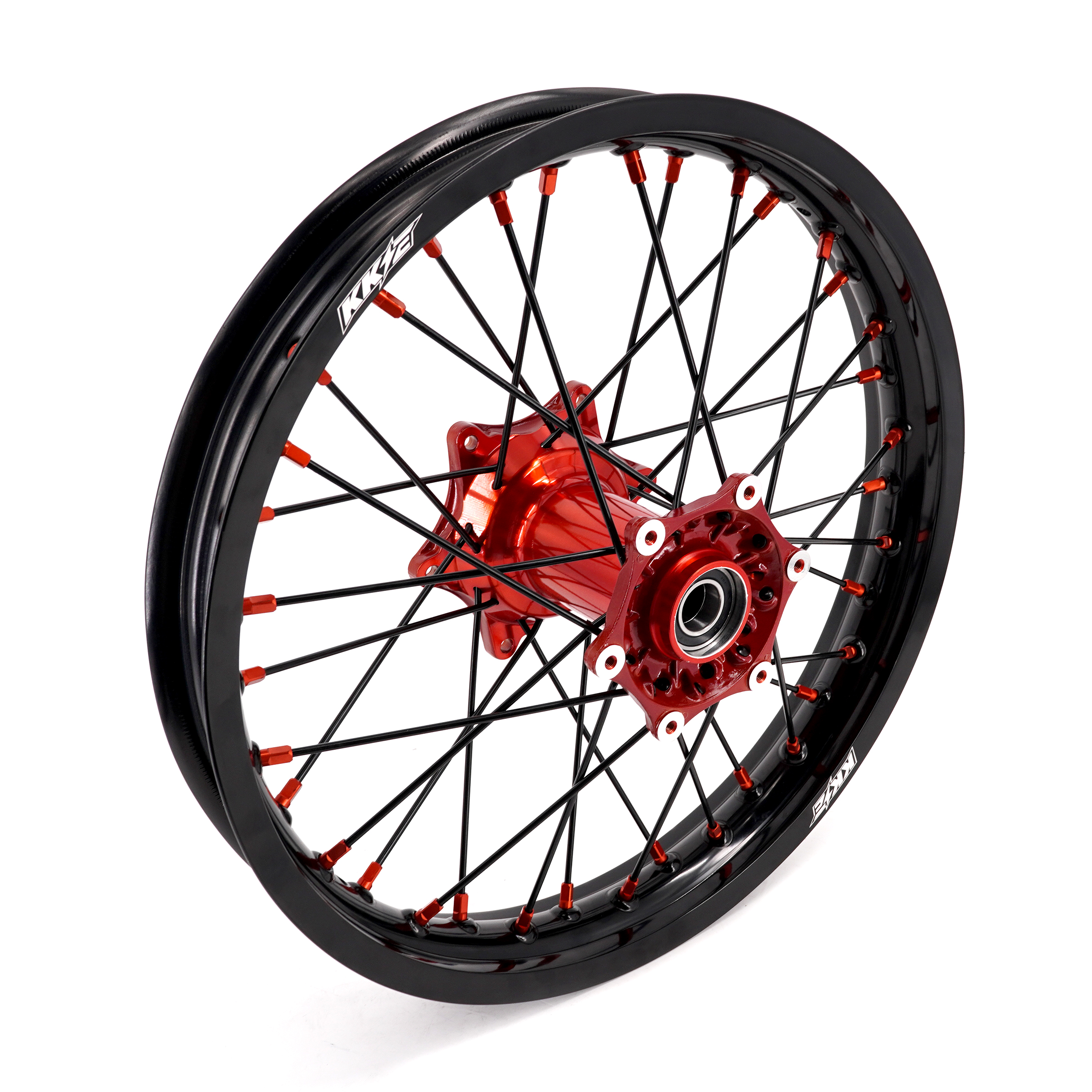 Compatible with 2003-2025 KTM EXC SXF XCW XCF 125-530CC -- KKE Front & Rear Wheels Rims Orange Cast Hubs/ Black Spokes