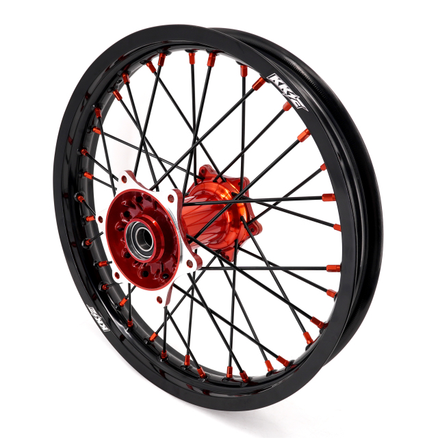 Compatible with 2003-2025 KTM EXC SXF XCW XCF 125-530CC -- KKE Front & Rear Wheels Rims Orange Cast Hubs/ Black Spokes
