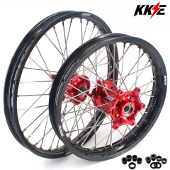 Compatible with 2021-2024 Gas Gas EC EX MC / 2003-2025 KTM EXC SXF XCW XCF 125-530CC -- KKE Front & Rear Wheels Rims Red CNC Hubs