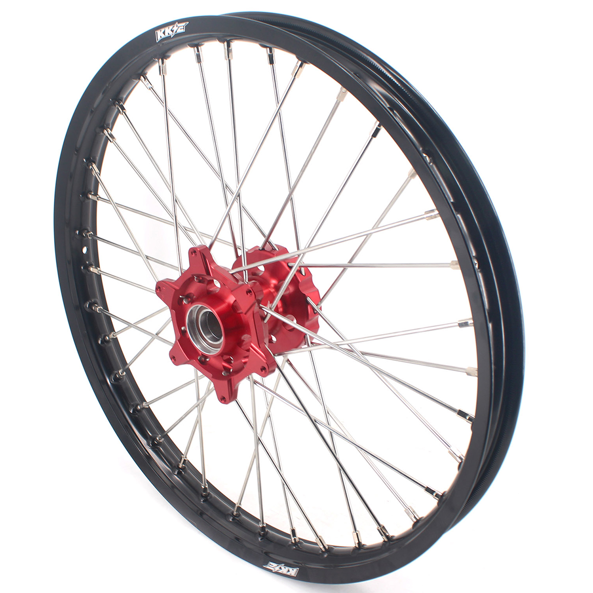 Compatible with 2021-2024 Gas Gas EC EX MC / 2003-2025 KTM EXC SXF XCW XCF 125-530CC -- KKE Front & Rear Wheels Rims Red CNC Hubs