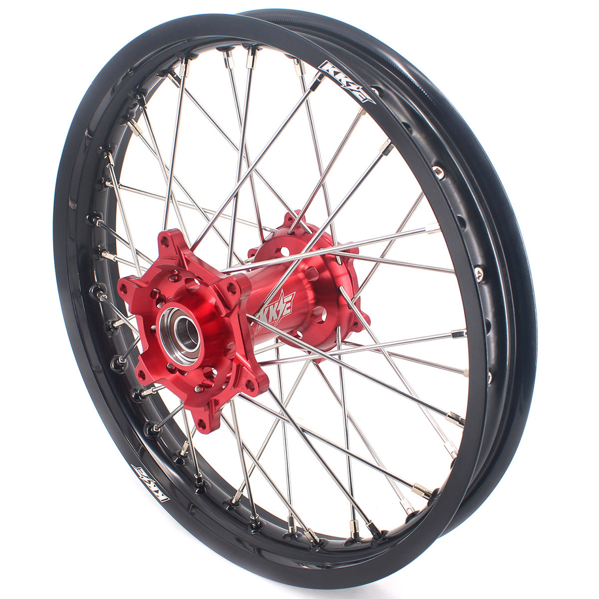 Compatible with 2021-2024 Gas Gas EC EX MC / 2003-2025 KTM EXC SXF XCW XCF 125-530CC -- KKE Front & Rear Wheels Rims Red CNC Hubs