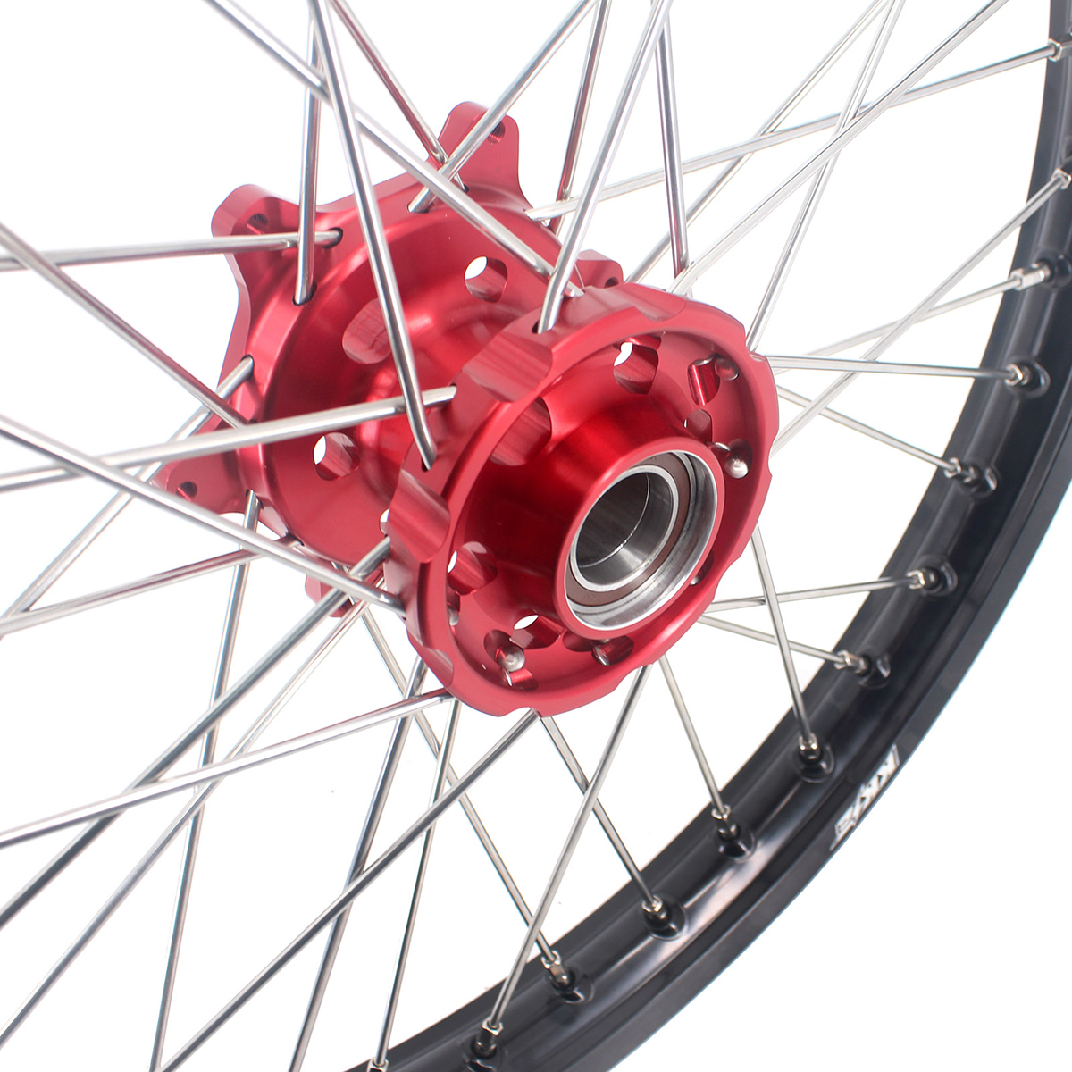 Compatible with 2021-2024 Gas Gas EC EX MC / 2003-2025 KTM EXC SXF XCW XCF 125-530CC -- KKE Front & Rear Wheels Rims Red CNC Hubs