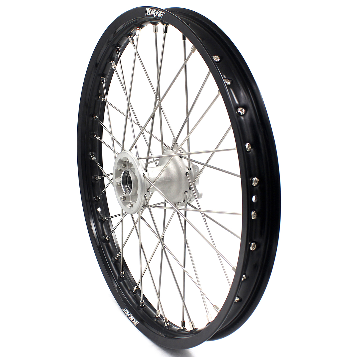 for Honda CRF250R 2004-2013 CRF450R 02-12 -- KKE 21/19 MX Cast Wheels Rims Set Silver Cast Hubs