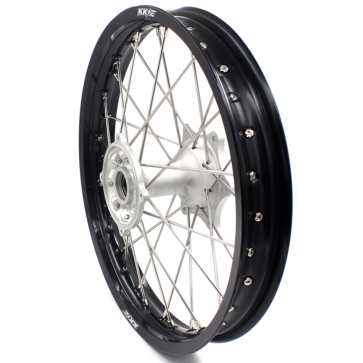 for Honda CRF250R 2004-2013 CRF450R 02-12 -- KKE 21/19 MX Cast Wheels Rims Set Silver Cast Hubs