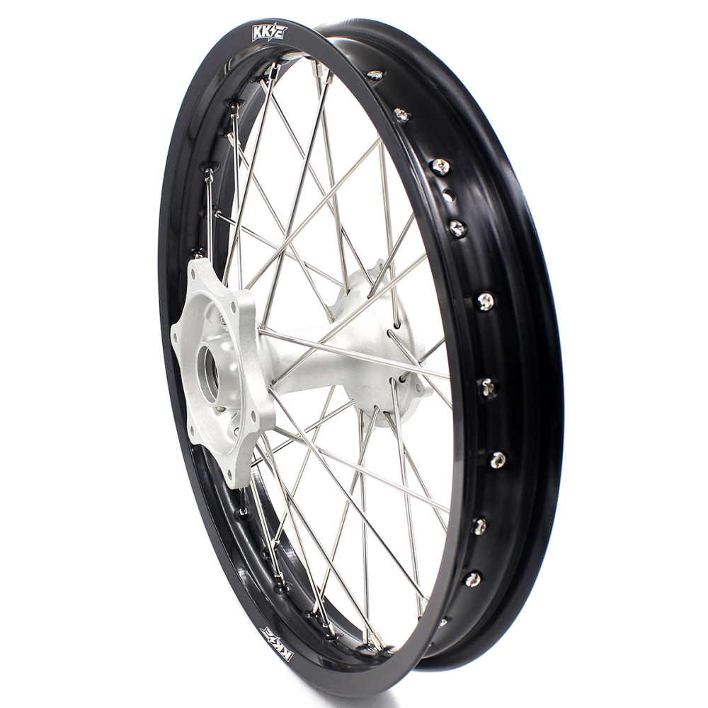 for Honda CRF250R 2004-2013 CRF450R 02-12 -- KKE 21/19 MX Cast Wheels Rims Set Silver Cast Hubs