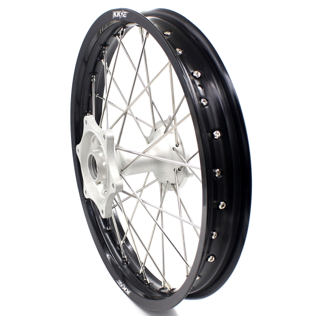 for Honda CRF250R 2004-2013 CRF450R 02-12 -- KKE 21/19 MX Cast Wheels Rims Set Silver Cast Hubs