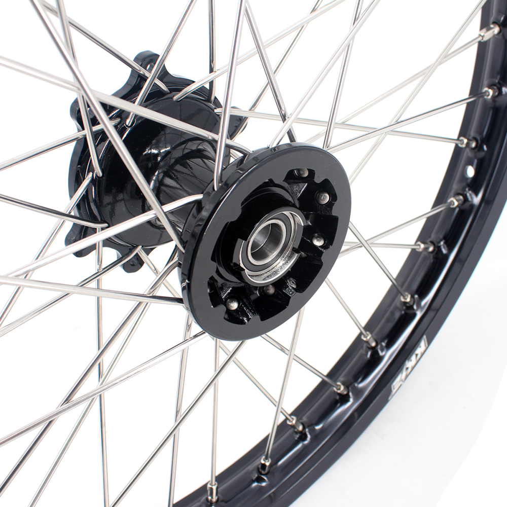 for Honda CRF250R 2004-2013 CRF450R 02-12 -- KKE 21/19 MX Cast Wheels Rims Set Black Cast Hubs