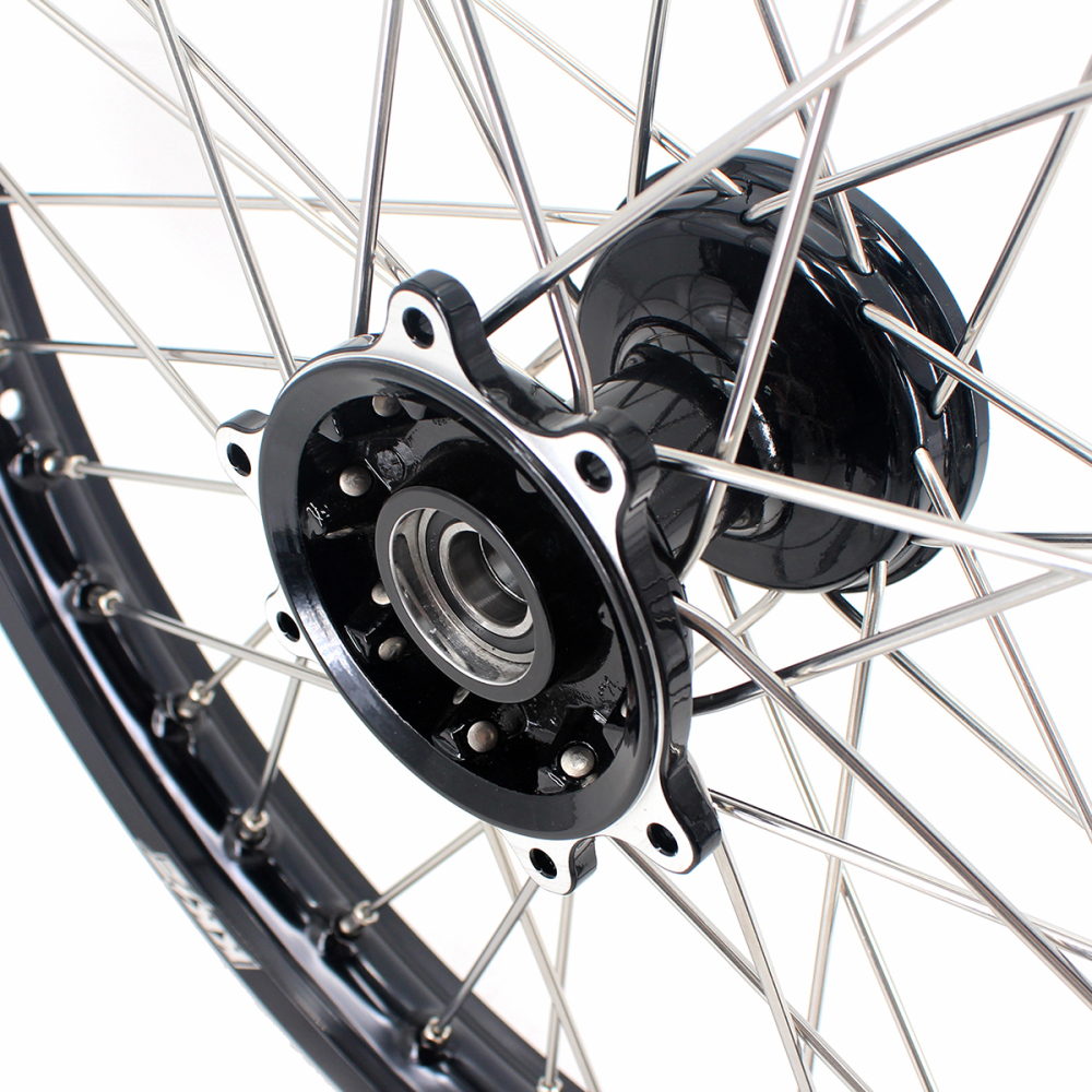 for Honda CRF250R 2004-2013 CRF450R 02-12 -- KKE 21/19 MX Cast Wheels Rims Set Black Cast Hubs