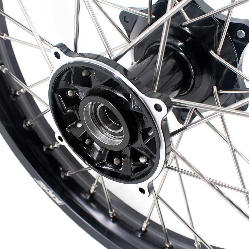 for Honda CRF250R 2004-2013 CRF450R 02-12 -- KKE 21/19 MX Cast Wheels Rims Set Black Cast Hubs