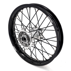 KKE 21/19 MX Casting Wheels Rims set Compatible with KTM EXC-F 125 2003-2025 Silver Hub / Black Spoke