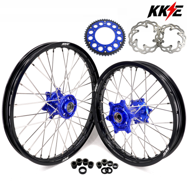 Compatible with 2003-2025 KTM EXC SXF XCW XCF 125-530CC -- KKE Front & Rear Wheels Rims Blue CNC Hubs