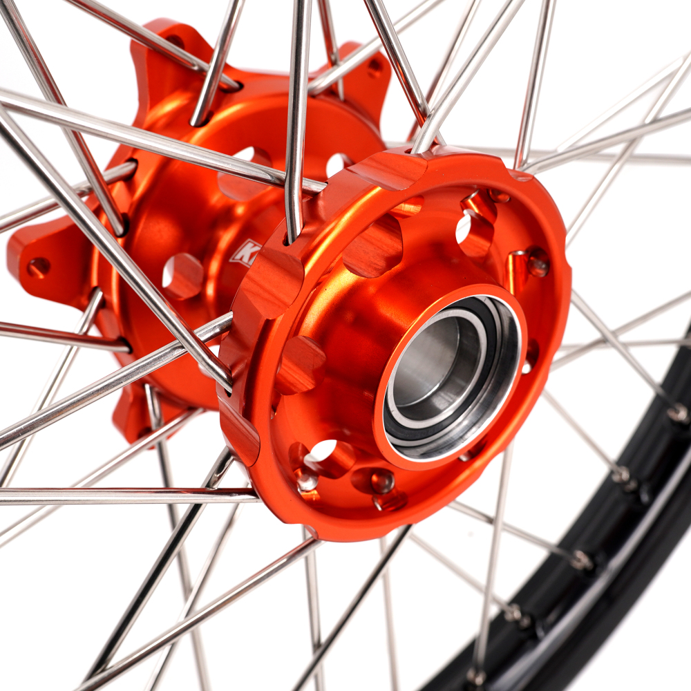 Compatible with 2003-2025 KTM EXC SXF XCW XCF 125-530CC -- KKE Front & Rear Wheels Rims Orange CNC Hubs