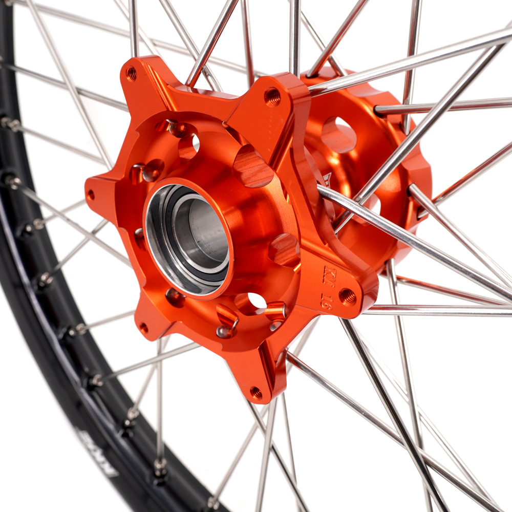 Compatible with 2003-2025 KTM EXC SXF XCW XCF 125-530CC -- KKE Front & Rear Wheels Rims Orange CNC Hubs