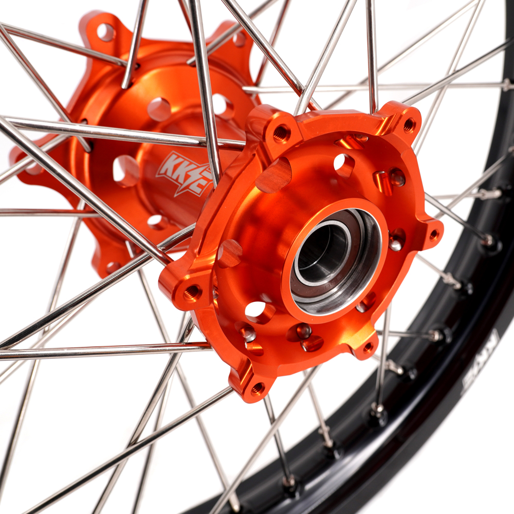 Compatible with 2003-2025 KTM EXC SXF XCW XCF 125-530CC -- KKE Front & Rear Wheels Rims Orange CNC Hubs