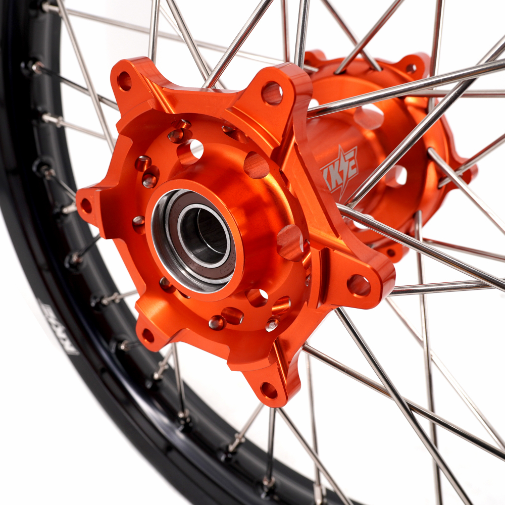 Compatible with 2003-2025 KTM EXC SXF XCW XCF 125-530CC -- KKE Front & Rear Wheels Rims Orange CNC Hubs
