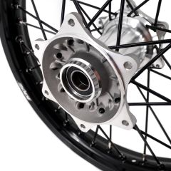 KKE 21/19 MX Casting Wheels Rims set Compatible with KTM EXC-F 125 2003-2025 Silver Hub / Black Spoke