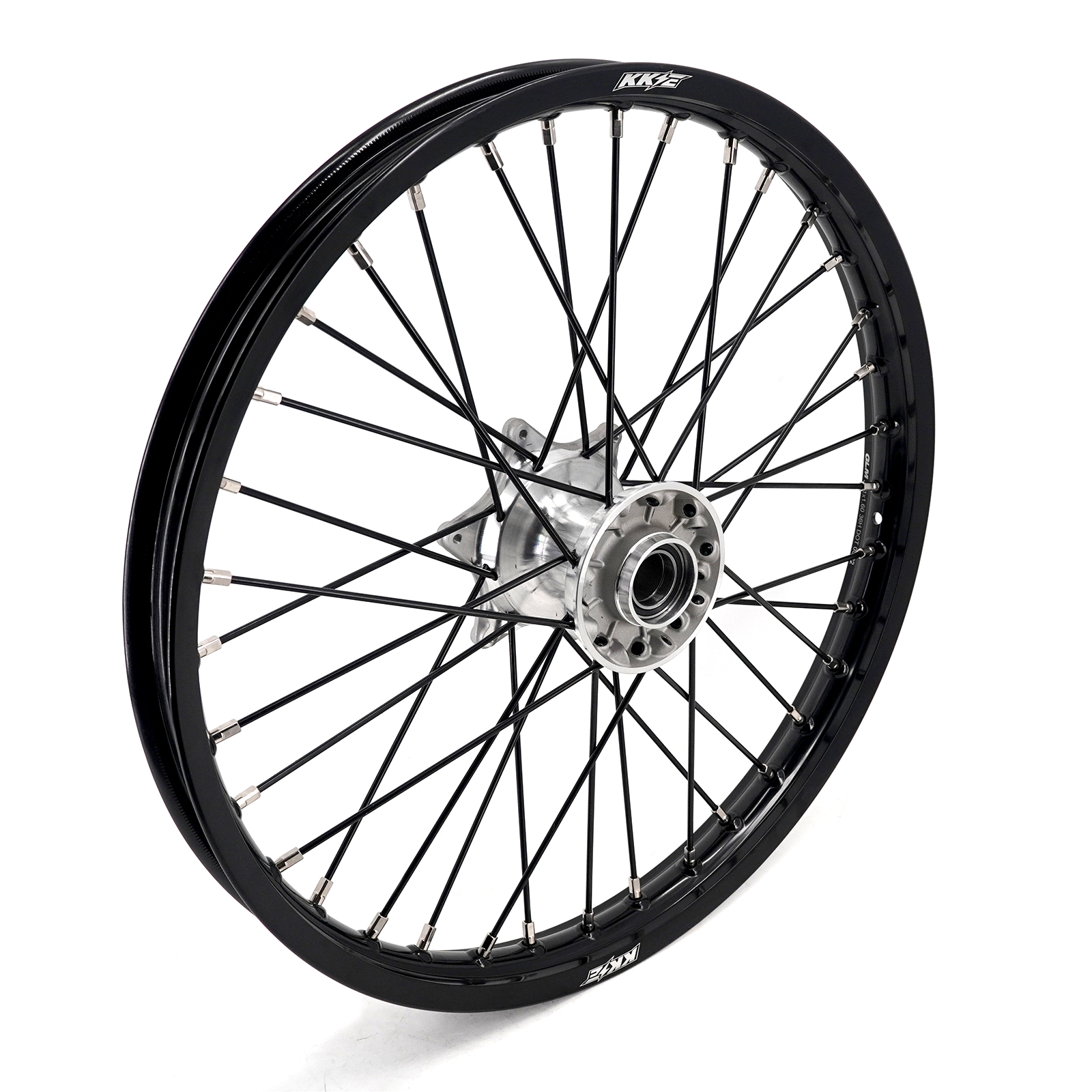 KKE 21/19 MX Casting Wheels Rims set Compatible with KTM EXC-F 125 2003-2025 Silver Hub / Black Spoke