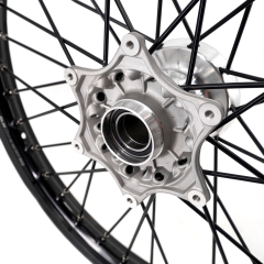KKE 21/19 MX Casting Wheels Rims set Compatible with KTM EXC-F 125 2003-2025 Silver Hub / Black Spoke