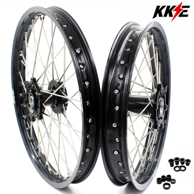 for RM125 RM250 1996-2008-- KKE CNC Dirt Bike Wheels fit Suzuki (Gold Hub/ Black Hub / Red Hub / Gold Rim / Black Rim)