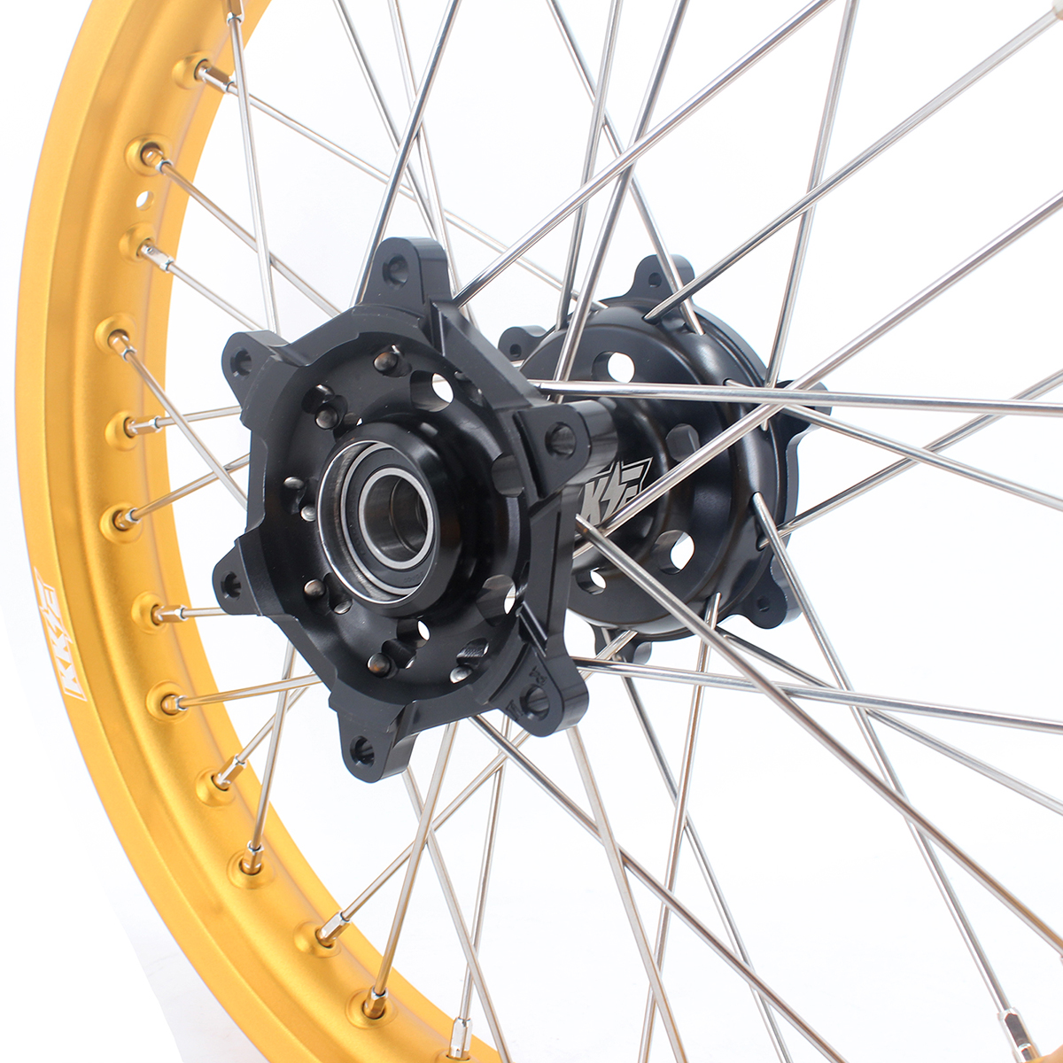 for RM125 RM250 1996-2008-- KKE CNC Dirt Bike Wheels fit Suzuki (Gold Hub/ Black Hub / Red Hub / Gold Rim / Black Rim)
