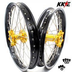 for RM125 RM250 1996-2008-- KKE CNC Dirt Bike Wheels fit Suzuki (Gold Hub/ Black Hub / Red Hub / Gold Rim / Black Rim)