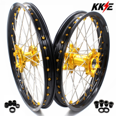 for RM125 RM250 1996-2008-- KKE CNC Dirt Bike Wheels fit Suzuki (Gold Hub/ Black Hub / Red Hub / Gold Rim / Black Rim)