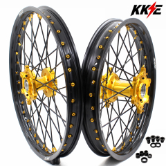 for RM125 RM250 1996-2008-- KKE CNC Dirt Bike Wheels fit Suzuki (Gold Hub/ Black Hub / Red Hub / Gold Rim / Black Rim)
