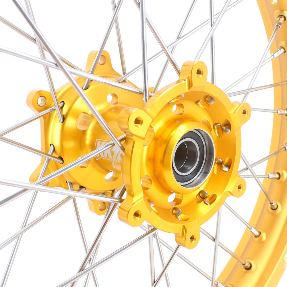for RM125 RM250 1996-2008-- KKE CNC Dirt Bike Wheels fit Suzuki (Gold Hub/ Black Hub / Red Hub / Gold Rim / Black Rim)