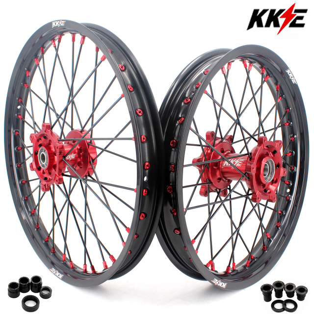 for RM125 RM250 1996-2008-- KKE CNC Dirt Bike Wheels fit Suzuki (Gold Hub/ Black Hub / Red Hub / Gold Rim / Black Rim)