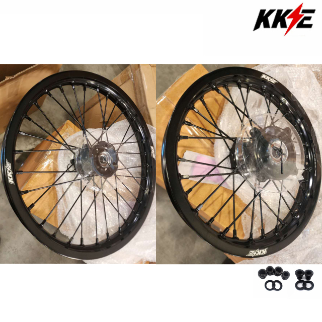 KKE 19/16 Kid's Dirt Bike Wheels Rims Compatible with  KTM 85 SX 2025 / Husqvarna TC 85 2025 / Gas Gas MC 85 Black Hub