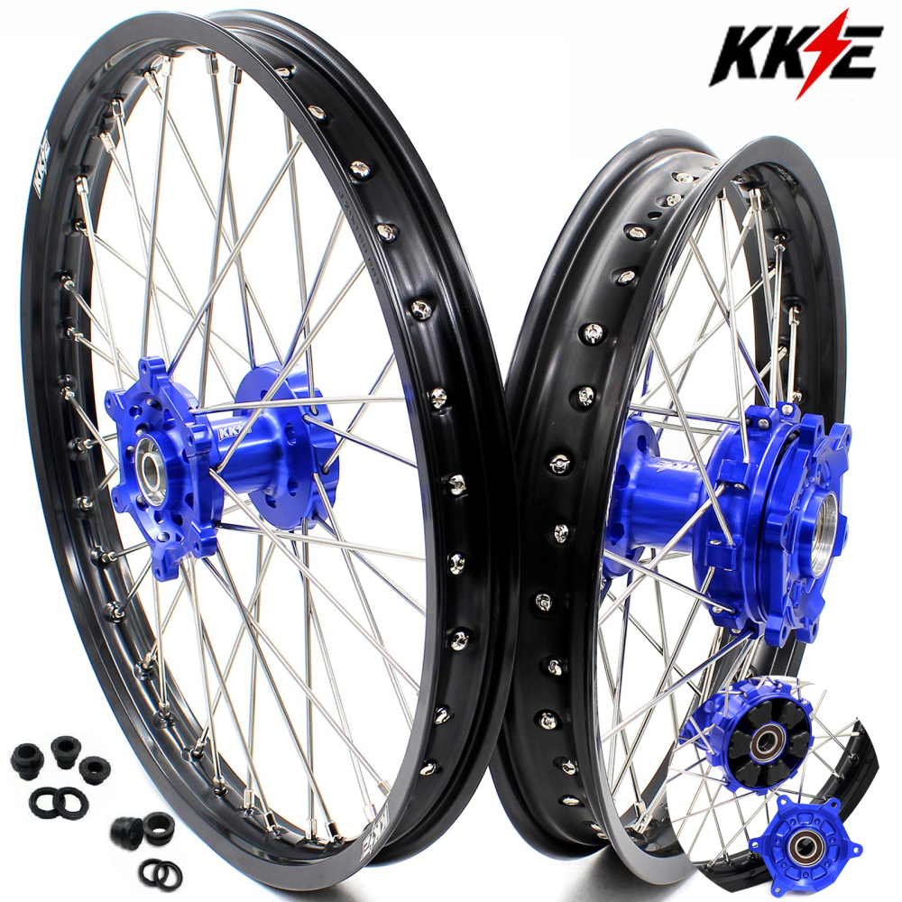 for DRZ400SM 05-25 DRZ400S 00-25 DRZ400 E - KKE Cush Drive Supermoto Motard Wheels fit Suzuki CNC Hubs 1.6*21"/2.15*18" (Blue Hub/ Gold Hub/ Black Hub / Red Hub / Silver Hub / Black Rim)