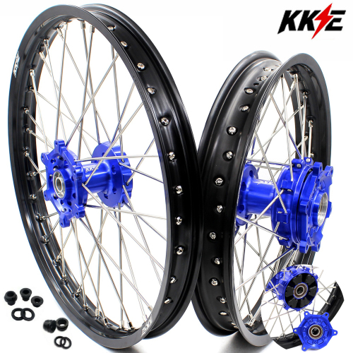 for DRZ400SM 05-25 DRZ400S 00-25 DRZ400 E - KKE Cush Drive Dirt Bike Wheels fit Suzuki CNC Hubs 1.6*21"/2.15*18" (Blue Hub/ Gold Hub/ Black Hub / Red Hub / Silver Hub / Black Rim)