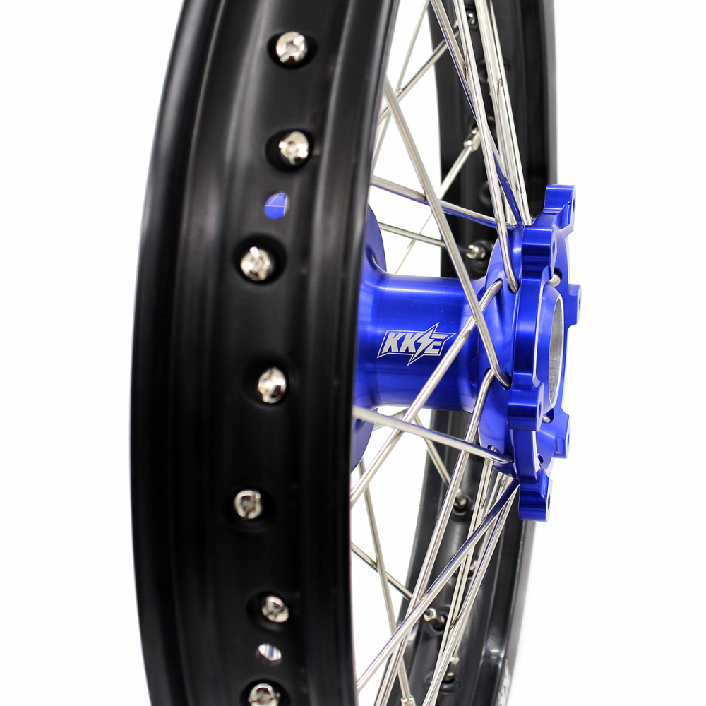 for DRZ400SM 05-25 DRZ400S 00-25 DRZ400 E - KKE Cush Drive Supermoto Motard Wheels fit Suzuki CNC Hubs 1.6*21"/2.15*18" (Blue Hub/ Gold Hub/ Black Hub / Red Hub / Silver Hub / Black Rim)