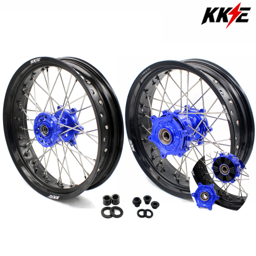 for DRZ400SM 05-25 DRZ400S 00-25 DRZ400 E - KKE Cush Drive Supermoto Motard Wheels fit Suzuki CNC Hubs 3.5*17"/4.25*17" (Blue Hub/ Gold Hub/ Black Hub / Red Hub / Silver Hub / Black Rim)