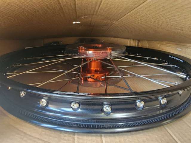 Returned Wheels Compatible with KTM 85 SX 2003-2020 / Husqvarna TC 85 2014 - 2020 -- KKE 19/16 Kid's Dirt Bike WheelsOrange Hub / Silver Nipples