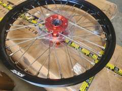 Returned Wheels Compatible with KTM 85 SX 2003-2020 / Husqvarna TC 85 2014 - 2020 -- KKE 19/16 Kid's Dirt Bike WheelsOrange Hub / Silver Nipples