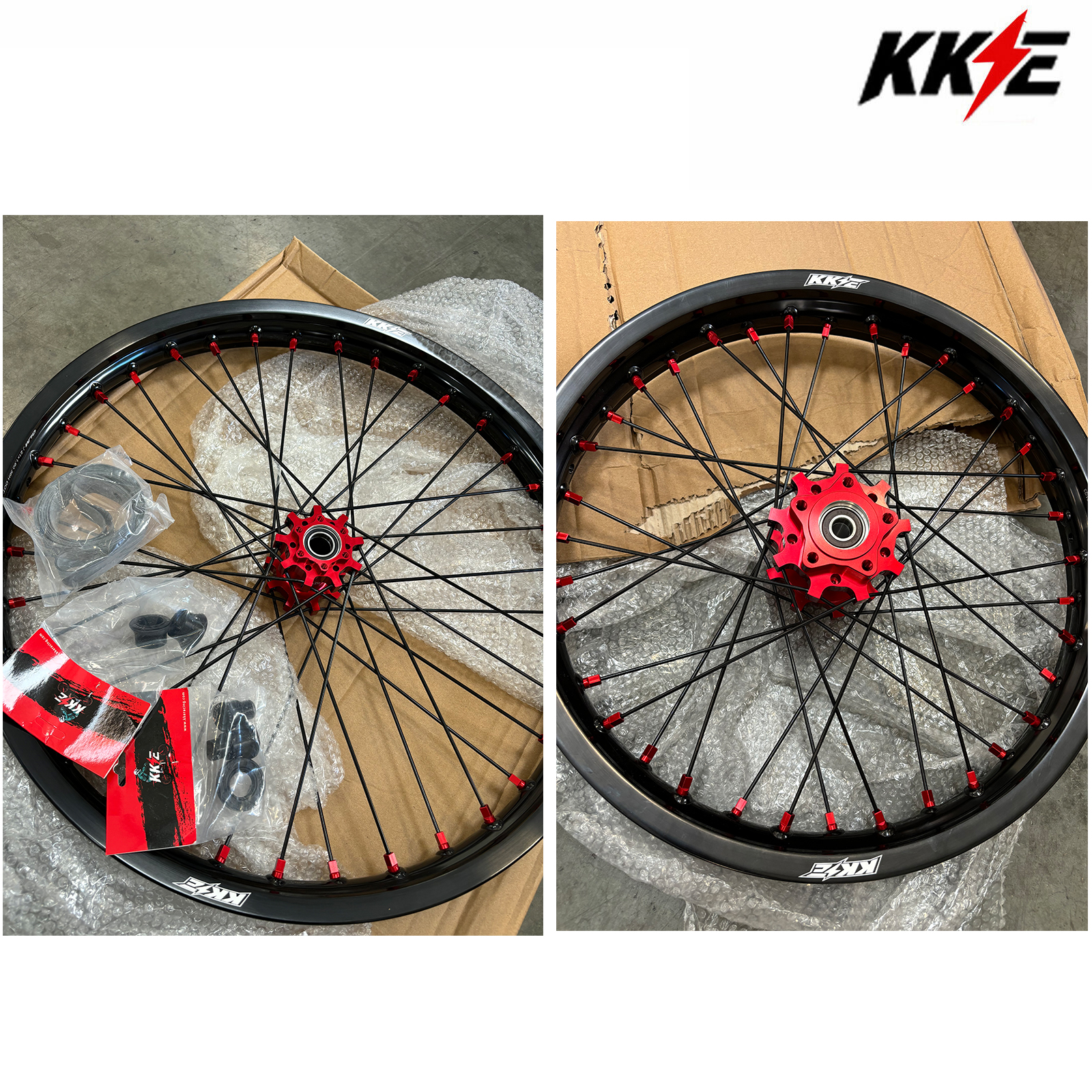 Returned Wheels for Sur-Ron Light Bee-X 2019-2025 ---KKE 1.6*21" & 1.85*18" Electric Dirt Bike Wheels Rims Red