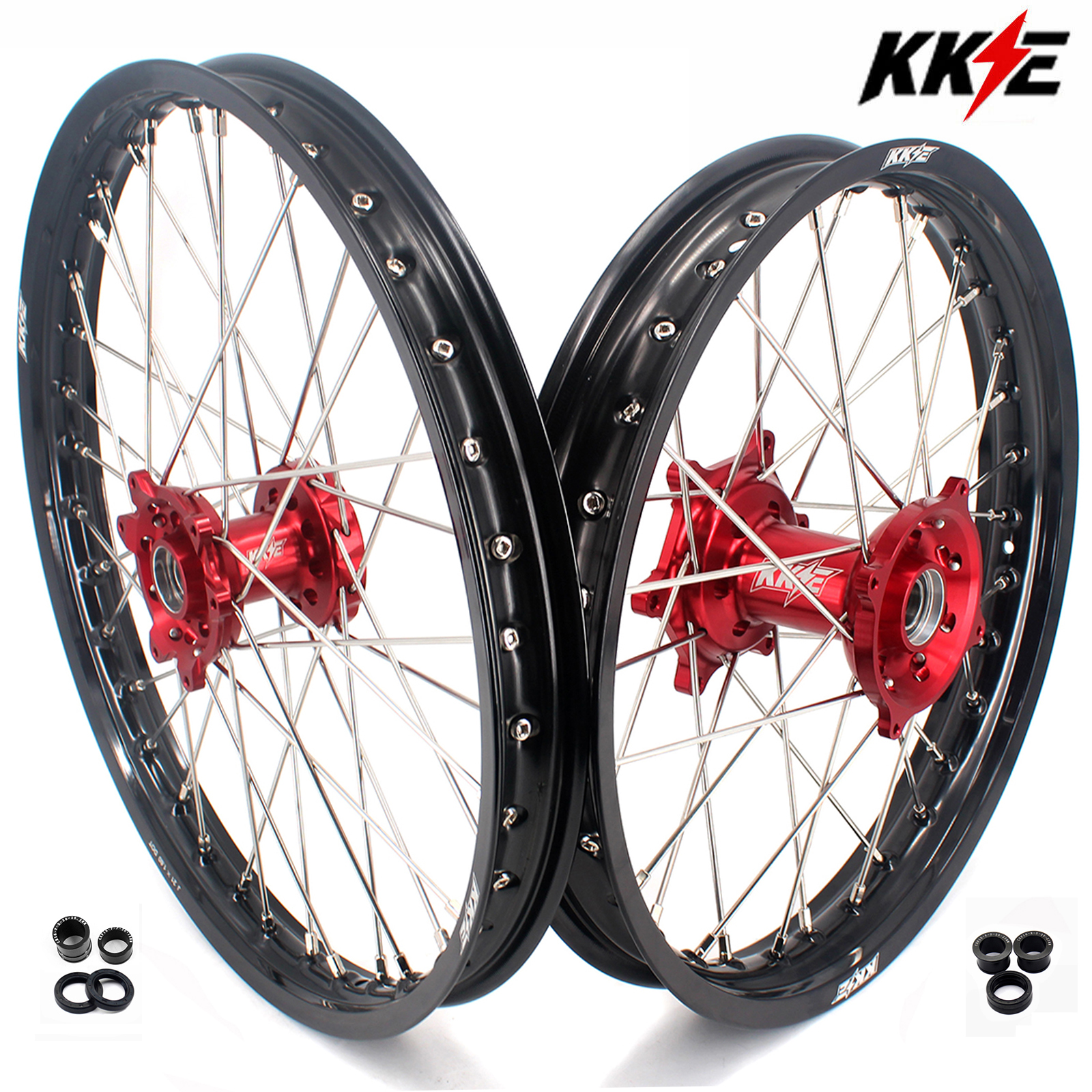 for Honda CRF250R 2014-2026 CRF450R 13-2026 ---KKE Dirt Bike Wheels Rims (Gold Hub/ Black Hub / Red Hub / Gold Rim / Black Rim)