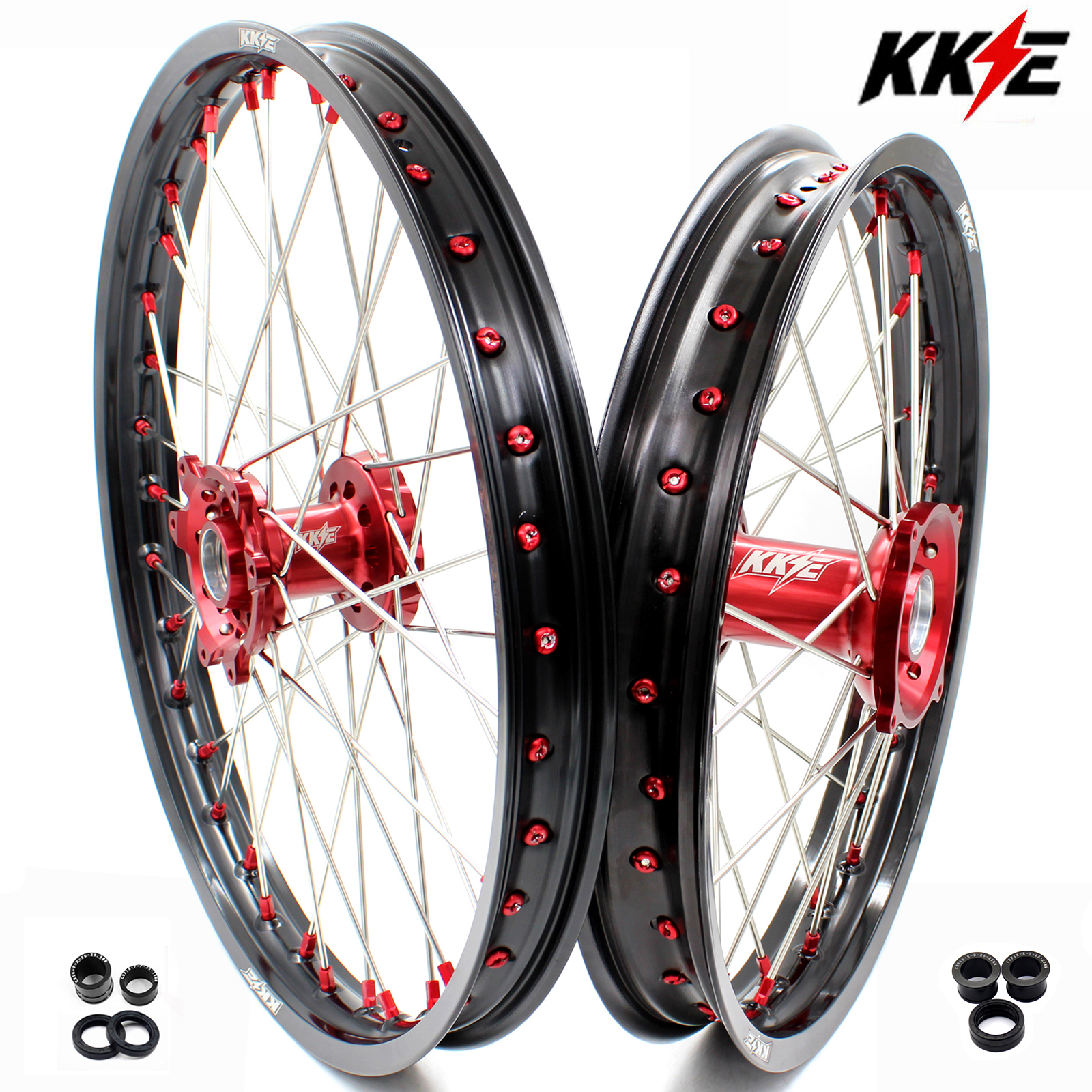 for Honda CRF250R 2014-2025 CRF450R 13-2025 ---KKE Dirt Bike Wheels Rims (Gold Hub/ Black Hub / Red Hub / Gold Rim / Black Rim)