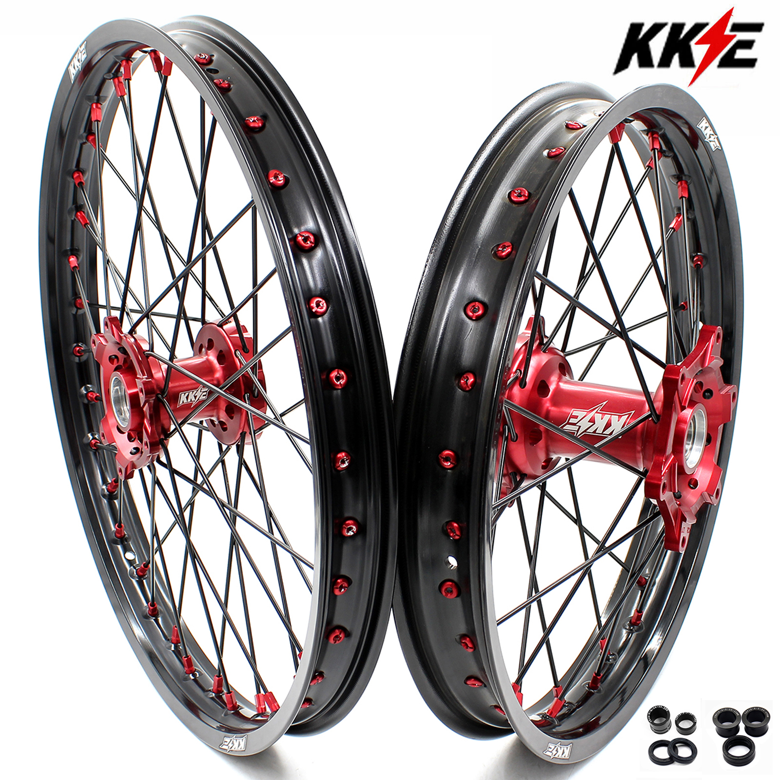 for Honda CRF250R 2014-2026 CRF450R 13-2026 ---KKE Dirt Bike Wheels Rims (Gold Hub/ Black Hub / Red Hub / Gold Rim / Black Rim)