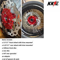 Returned Wheels for Honda CRF250R 2004-2013 CRF450R 2002-2012 -- KKE Supermoto Wheels with CST Tires Mounted 3.5*17"/4.25*17 Rims